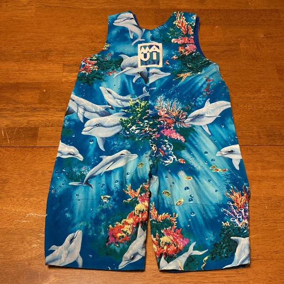Baby Boys 12 Month Maui Boy Dolphin Under the Sea Reef Overalls 100% Cotton Blue - Picture 5 of 8
